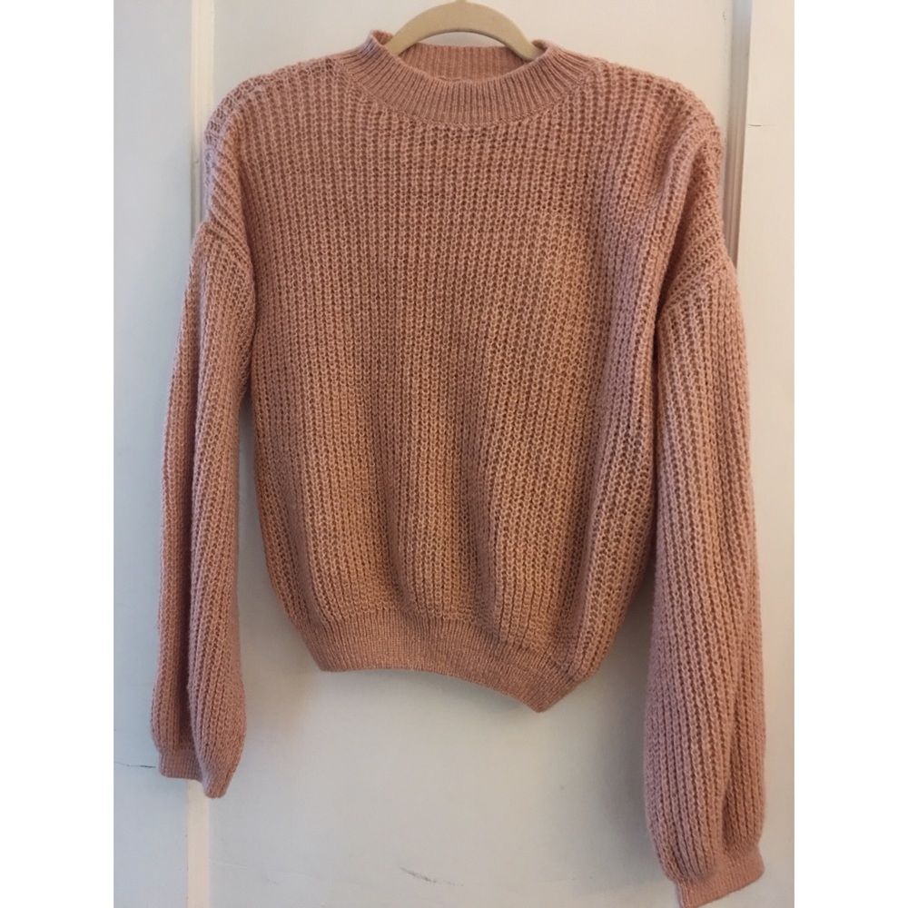 SHEIN Mock Neck Pink Knit Sweater